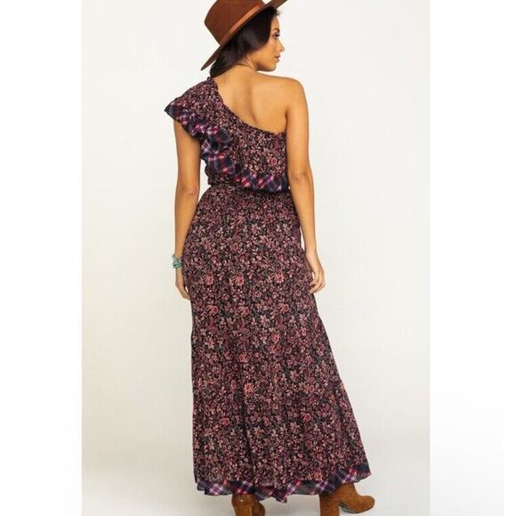 Free People Dress Women XS Floral Maxi Long‎ One Shoulder Ruffle Tiered CUSTOM - Picture 5 of 13